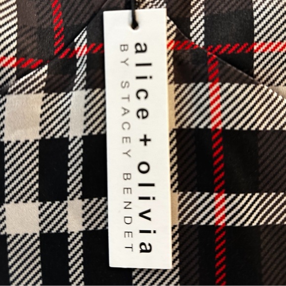 NWT Alice + Olivia Julietta Plaid Side Slit Slip Dress Satin Multicolor Sz 0 - Picture 8 of 14